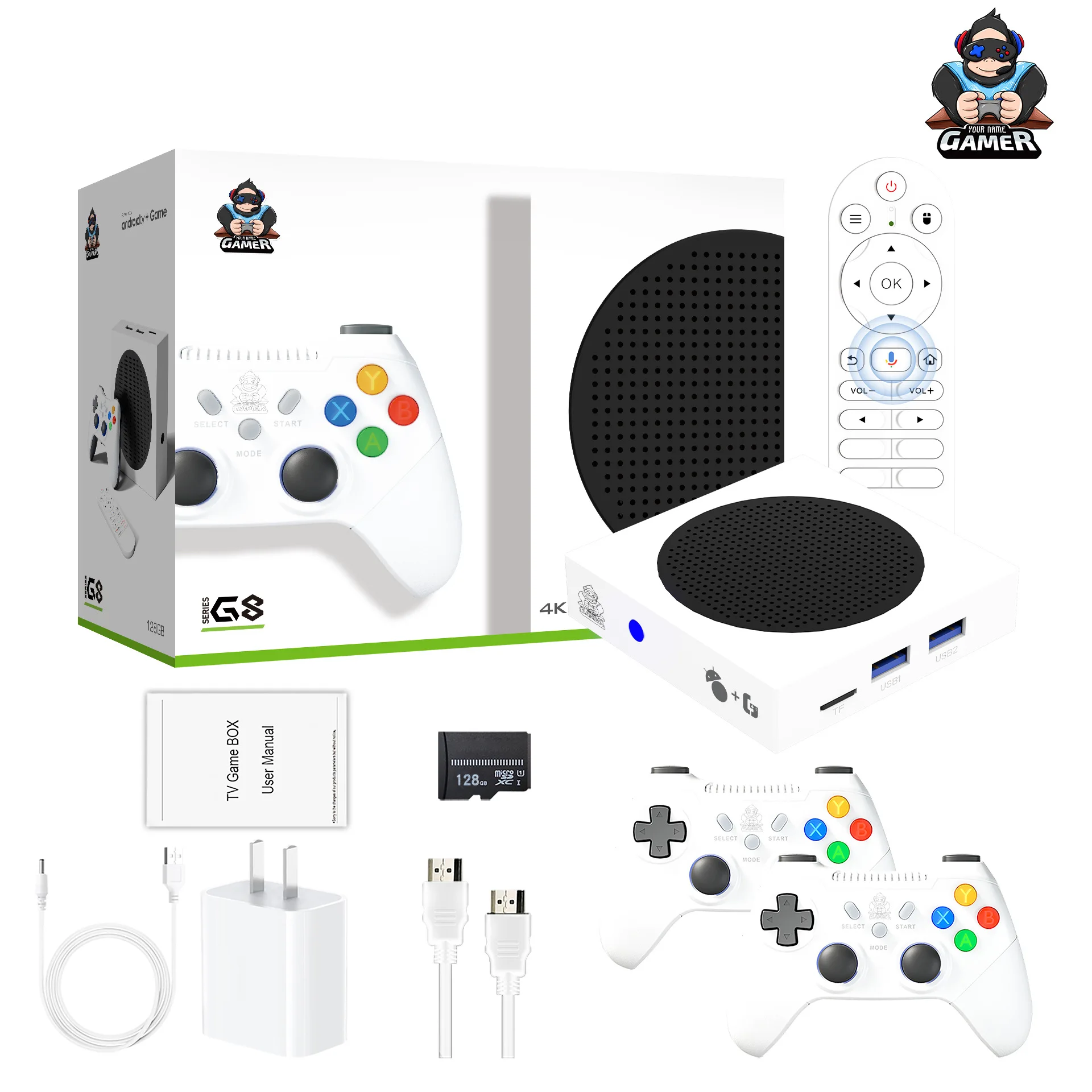 2025 New G8 Game Stick 128g 69000+Games 14+Simulators 5G Android Network Game Box Classic Video Player 2.4G Wireless Controller