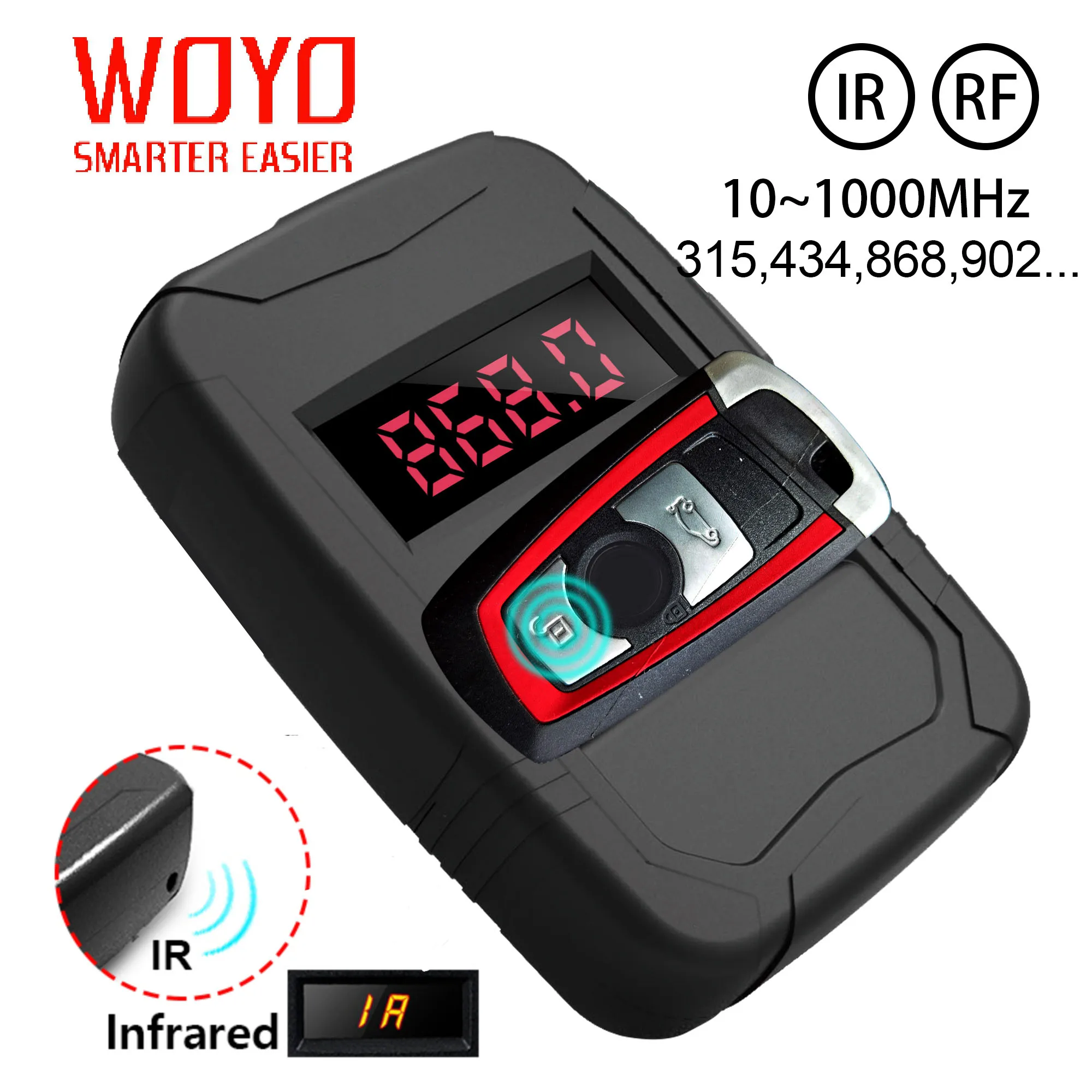 WOYO 10-1000MHZ For All Car Key Frequence Tester Remote Control Detector, IR RF Door TV Remote Inspection Tools, 315,433,868MHZ