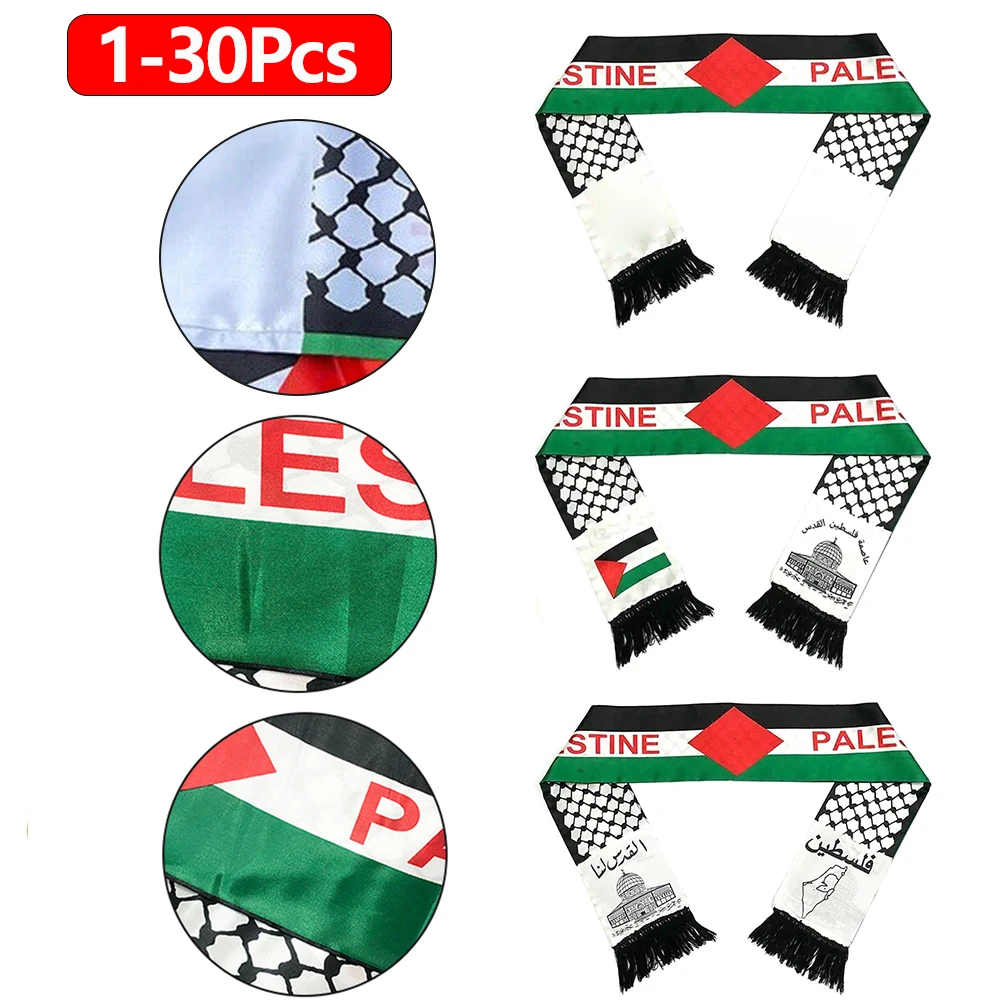 Knitted Scarf 1-30Pcs Women's Palestine Flag Scarf Double Side Soft Skin Friendly Winter Warm