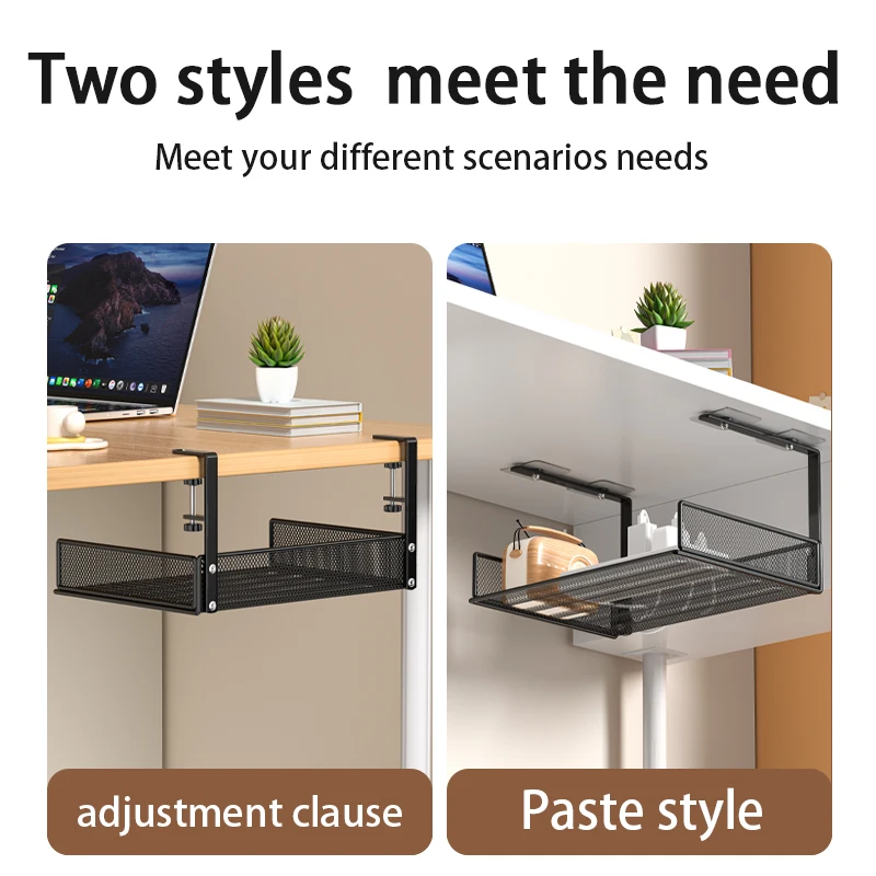 Clamp-On Under-Desk Drawer — Mesh Metal Organizer view 3