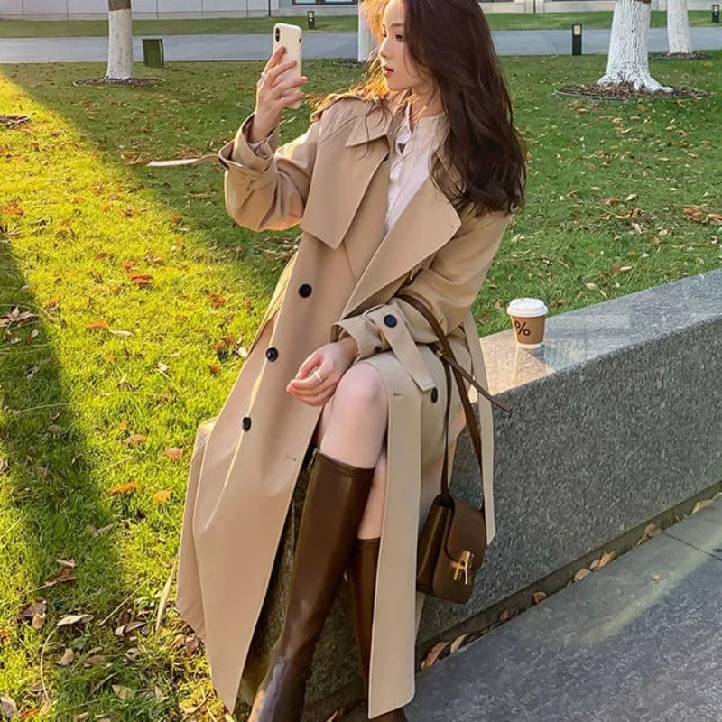 2023 New Windbreaker Coat Women Spring Autumn Mid Length Loose Fit Over Knee Temperament High Quality Versatile Popular Coat casual women s clothing 2022 spring summer thin fashionable elegant printing temperament graceful dignified knee length skirts