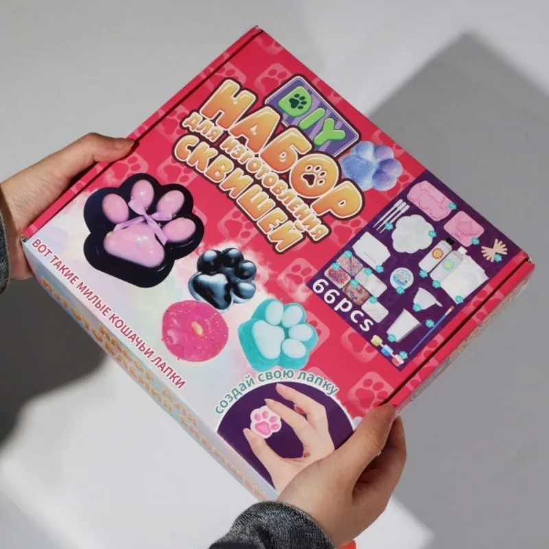 Ultimate DIY Squishy Making Kit with Kawaii Cat Paw Cartoon Storage Box
