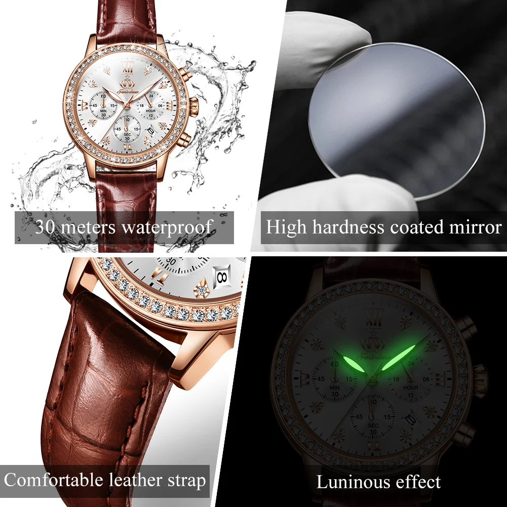 

Luxury Quartz Watch For Women Waterproof Luminous Calendar Chronograph Women's Watches Diamond Dial Quartz Women's Wristwatch