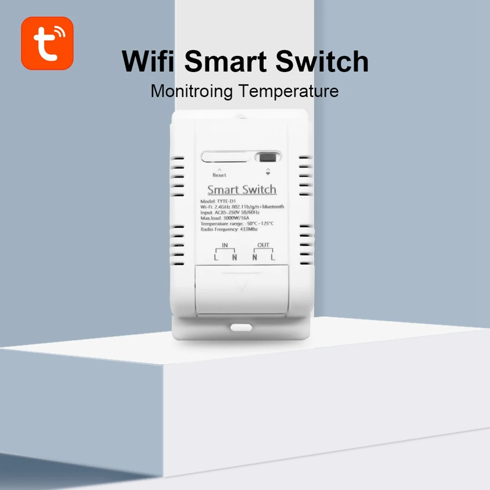 Tuya Smart Temperature Switch 16A 3000W with Energy Consumption Monitoring RF433 Intelligent Thermostat for Alexa