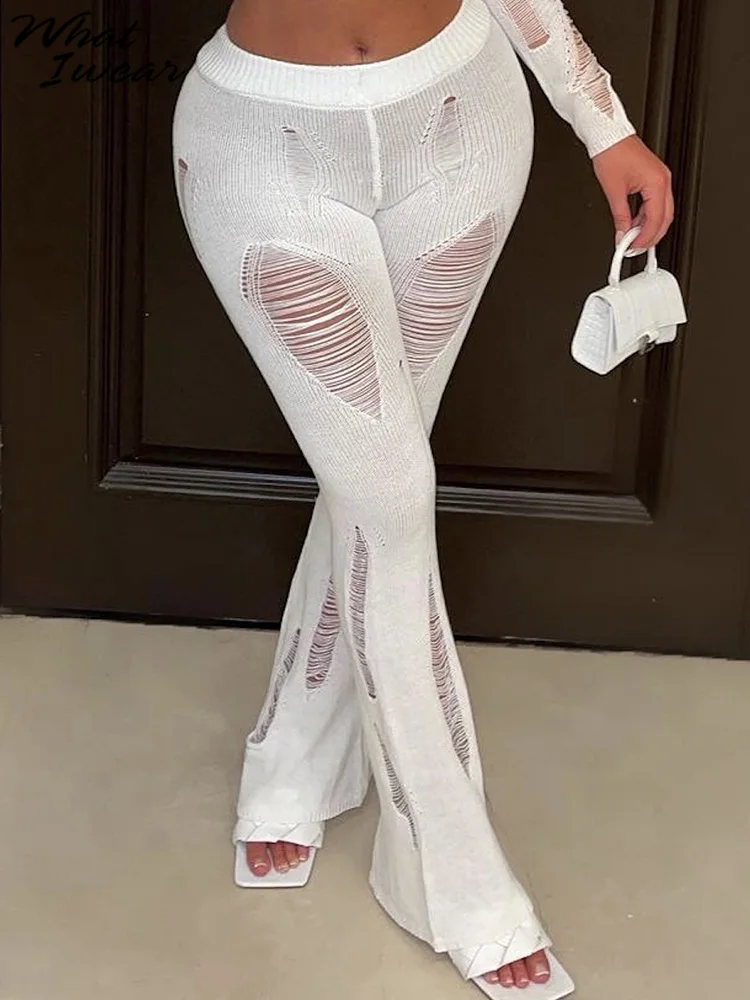 

Whatiwear Women Hooked Hollow Design Sexy Pure Color Underwear Floor-Length Fashion Hip Slim Summer Street Shopping