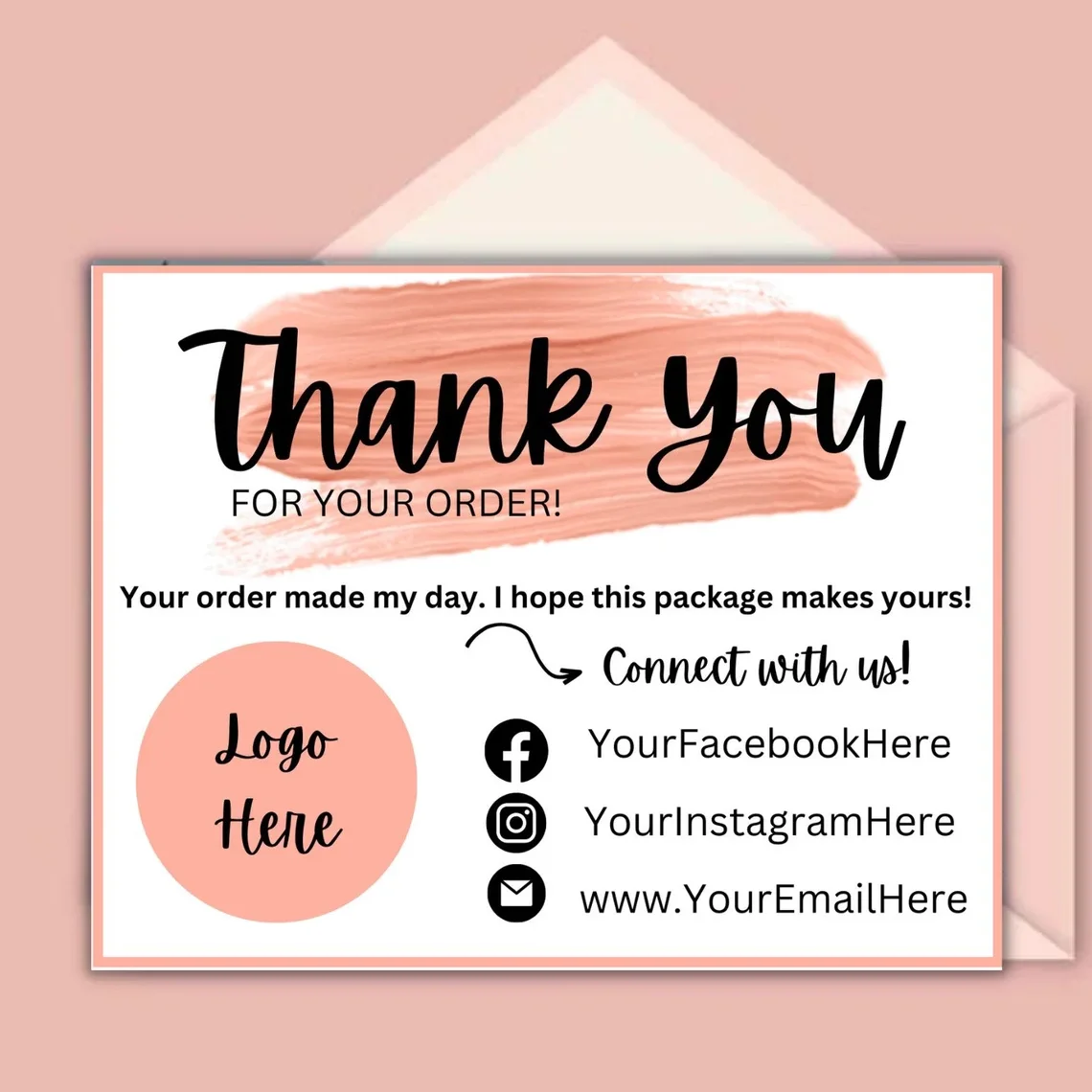 비즈니스, 웨딩 초대장용 맞춤형 감사 카드, 로고, 금박 선물 봉투, 수채화 장식 엽서로 개인화 가능