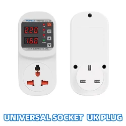 Adjustable Voltage Surge Protector EU Plug Socket - 16A Safety Guard - Universal UK Plug