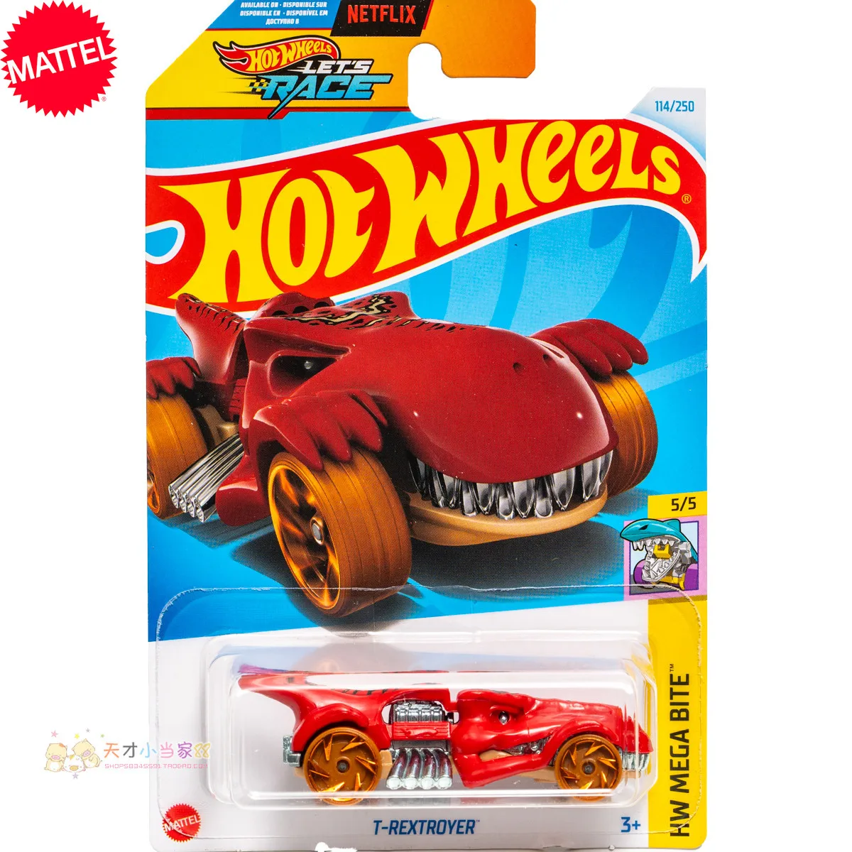 

Mattel Hot Wheels Let's Race T-REXTROYER Car HW MEGA BITE 1/64 Diecast Vehicle Model Toys for Boys Gift