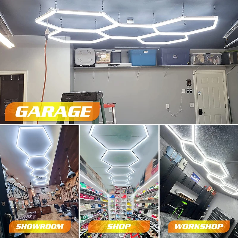 LPDSIPLAY Zeshoekige led-garageverlichting, 25 stuks, 200 W, 30.000 lm, 6500 K, zeshoekige ledverlichting voor garage, basement, magazijn, auto, schoonheidssalon, enz