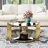 36" Modern Round Coffee Table,  Luxury Black Gold Glass Coffee Table 3