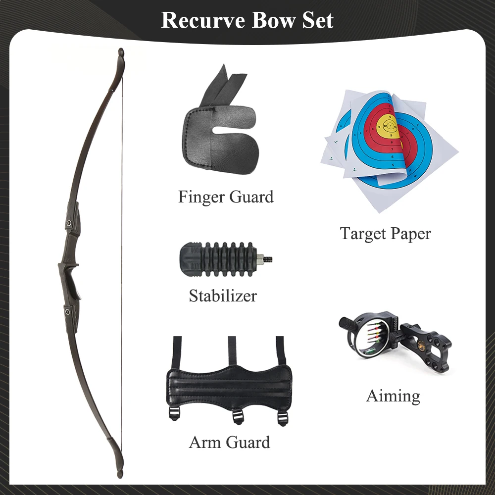 Recurve Bow for Adults Beginner 30lb 40lb Archery Bow Kit 57" Takedown