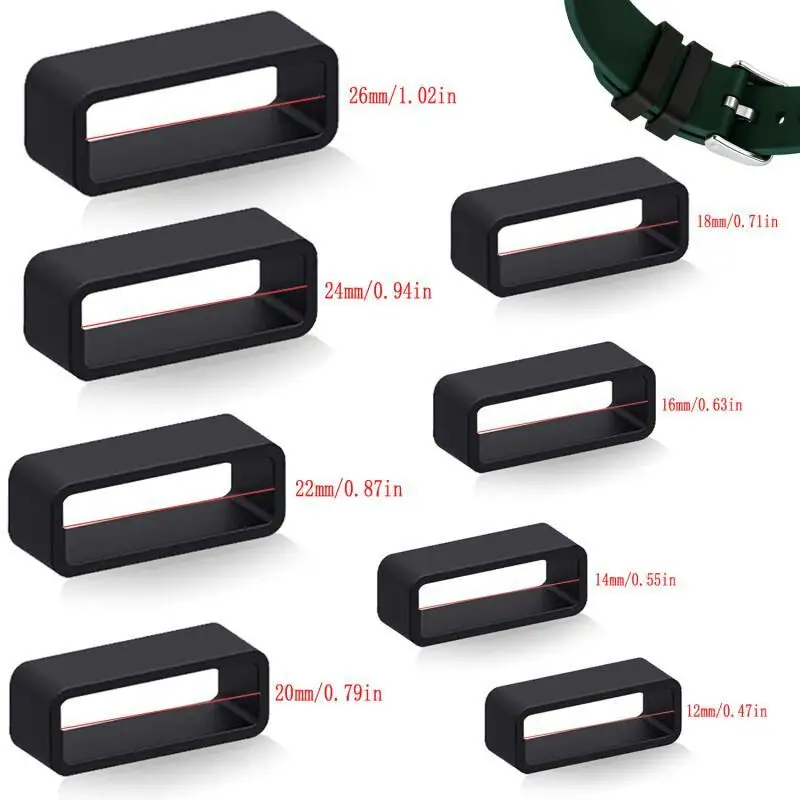 Durable Black Silicone Watch Strap Loops - Premium Rubber Bands Accessory Holder (Various Sizes)
