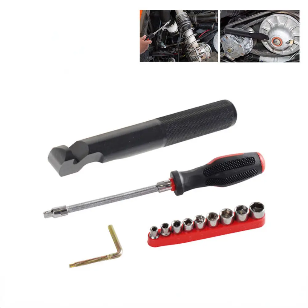 Belt Changing Tool Clutch Cover Removal Tool Flexible Extension Bar Set for Polaris RZR 800 900 S 1000 XP XP4 8 pcs loose protector battery terminal cover battery flexible busbar isolation cover terminal pvc 230ah 280ah cells insulation