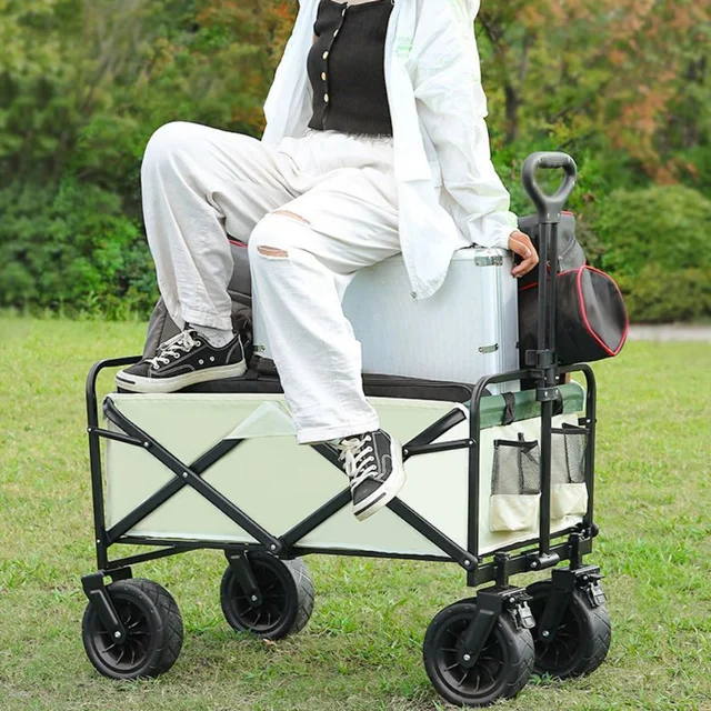 Hordozható Bevásárlókosár Poggyász Kocsi Kültéri Kemping Piknik Összecsukható Kosár Állítható Kocsihoz - Image 4