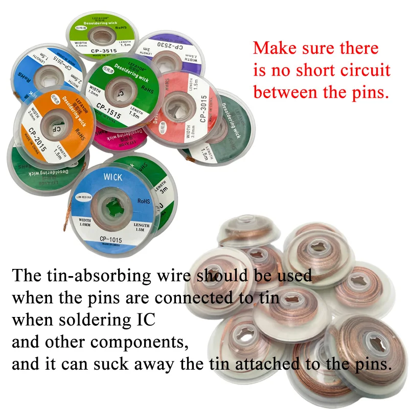 Solder Remover 1mm-2.5mm-4mm 1.5M Tin Removal Welding Wire
