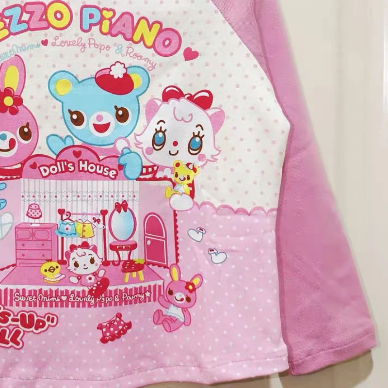 Japanese Kawaii Cartoon Print Y2k Tshirts Harajuku Contrast Patchwork Fairy T-shirt Top Women Aesthetic Slim Fit Casual Tees 5