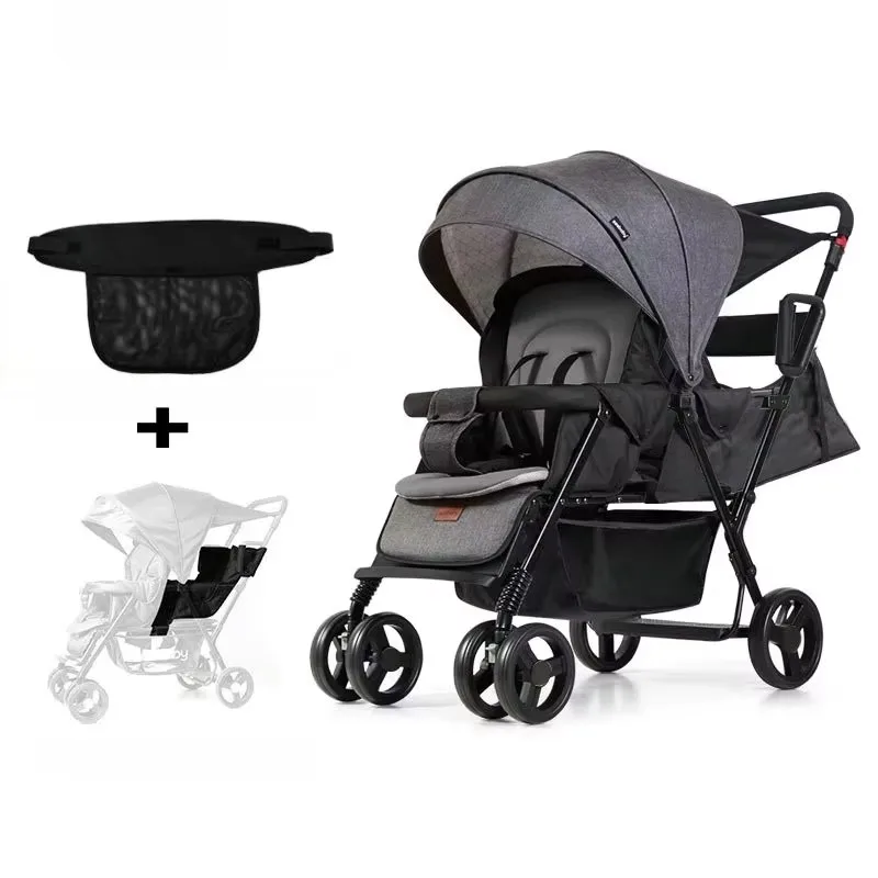 Twins Baby Stroller Can Sit and Lie Baby Carriage High Landscape Lightweight Collapsible Double Seat Carts 0-6 Years Old