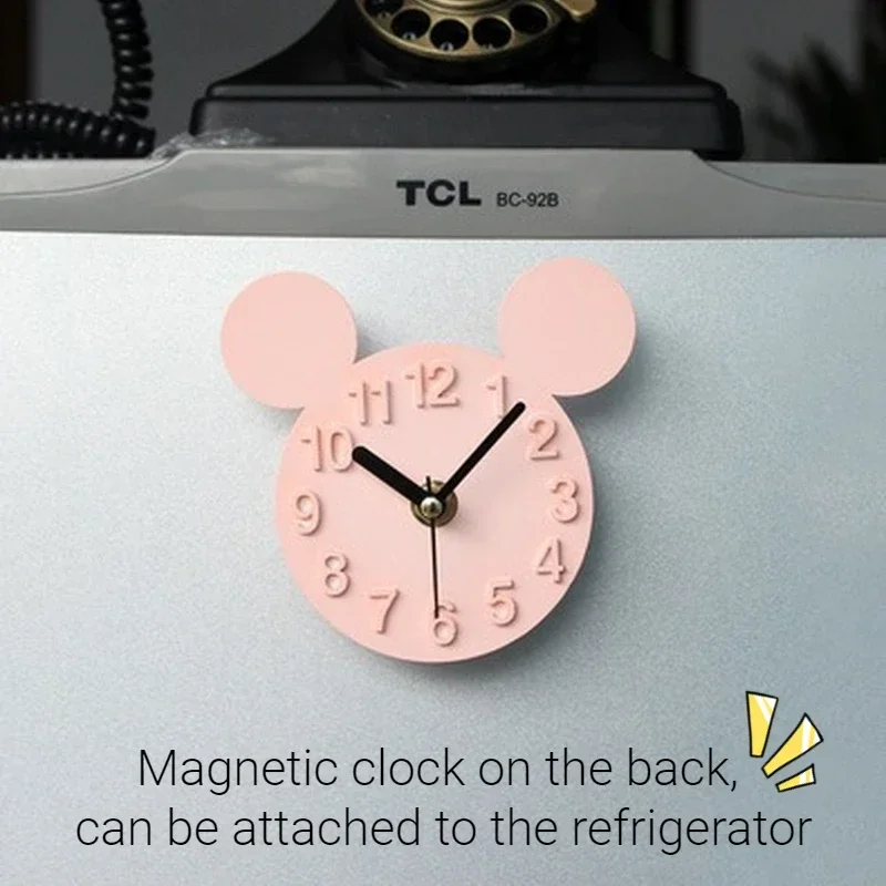 Cartoon Disney Mickey Mouse 3D Wall Clock Wall Stickers Creative Wall Clocks Removable Art Home Decor Living Room Quartz Needle 4