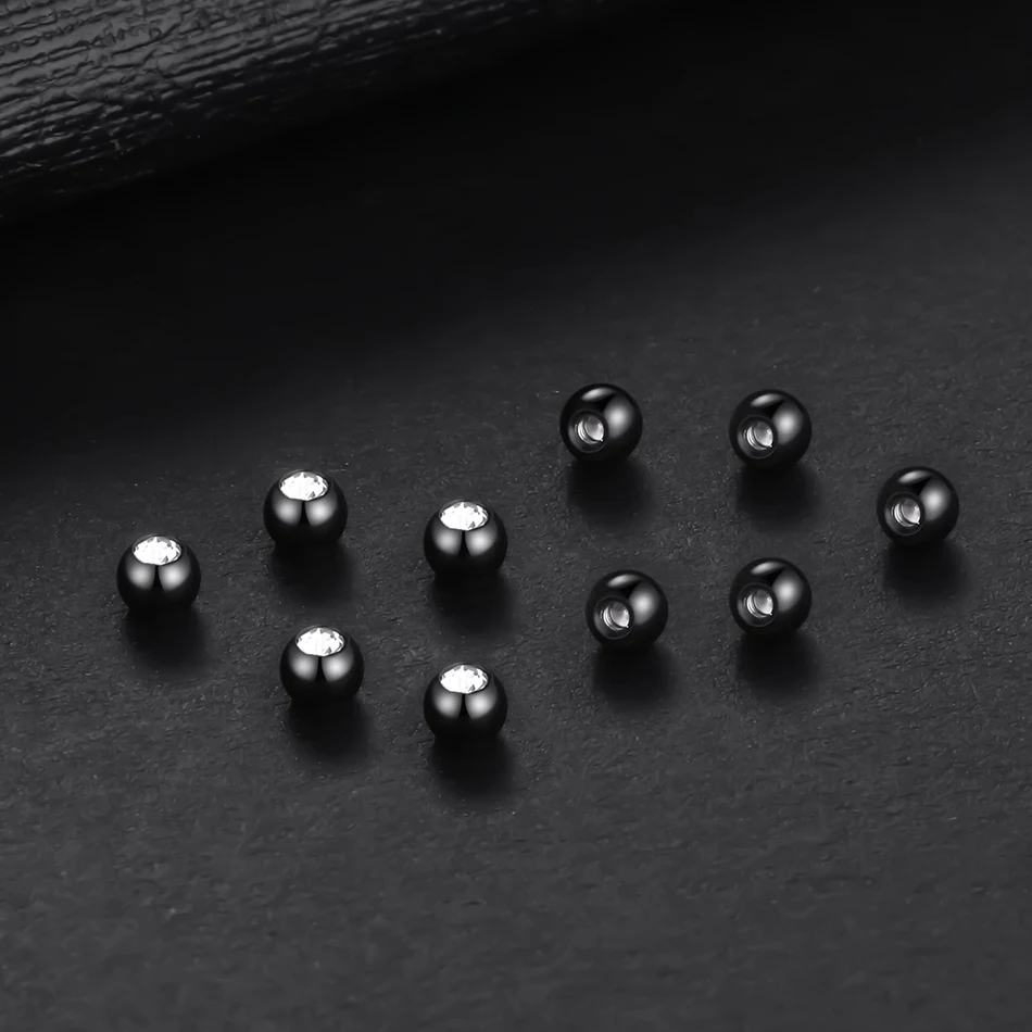 Piercing Jewelry Body Piercing Jewelry Body Jewelry 10pcs/lot Steel CZ Gem Replacement Spare Balls Labret Tongue Ring Ear Belly Eyebrow Piercing Attachment 16G 14G DIY Body Jewelry