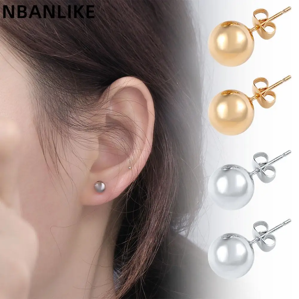 

1 Pair Korean Style Stainless Steel Earrings Fashion Luxury Small Ball Stud Earring Classic Jewelry