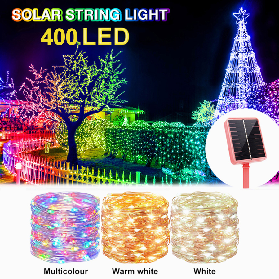 Outdoor Solar String Lights Waterproof Copper Wire Lights 8 Modes Multicolor Birthday Party Lights Twinkle Wedding Fairy Lights