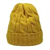 Warm Winter Skull Cap Fleece Inside Women Hats Cable Knitted Beanies Neon Yellow White Black Red Fluoresce Orange Fashion Colors 6