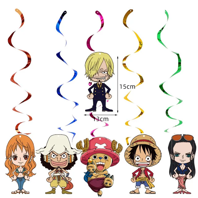 thumbnail image 1 of Decoraciones para fiesta de cumpleaños con temática de Luffy de ONE PIECE, vajilla desechable, juguetes para bebés, vasos de papel, platos, servilletas y suministros de fondo, 1 of 5