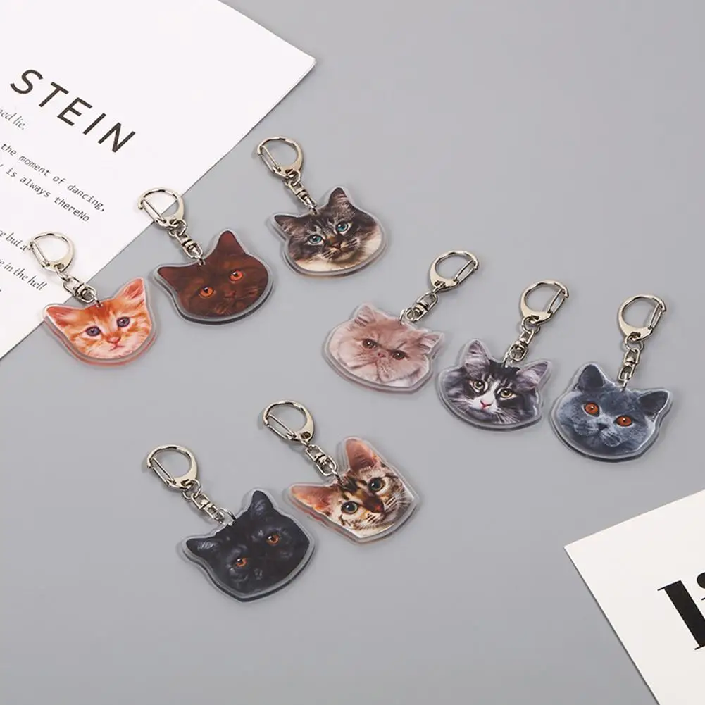 

Creative Cute Dog Funny Cat Keychain Acrylic KeyRing Key Chains Cute Cartoon Popular For Bag Pendant Aaccessories Gift X6P3