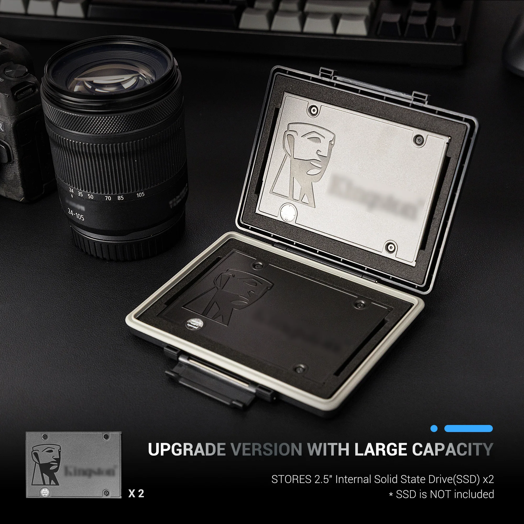 JJC 2 슬롯 2.5 내부 솔리드 스테이트 드라이브 케이스 홀더 주최자 2.5 SSD 케이스 보관함 방수 정전기 방지 보호 상자