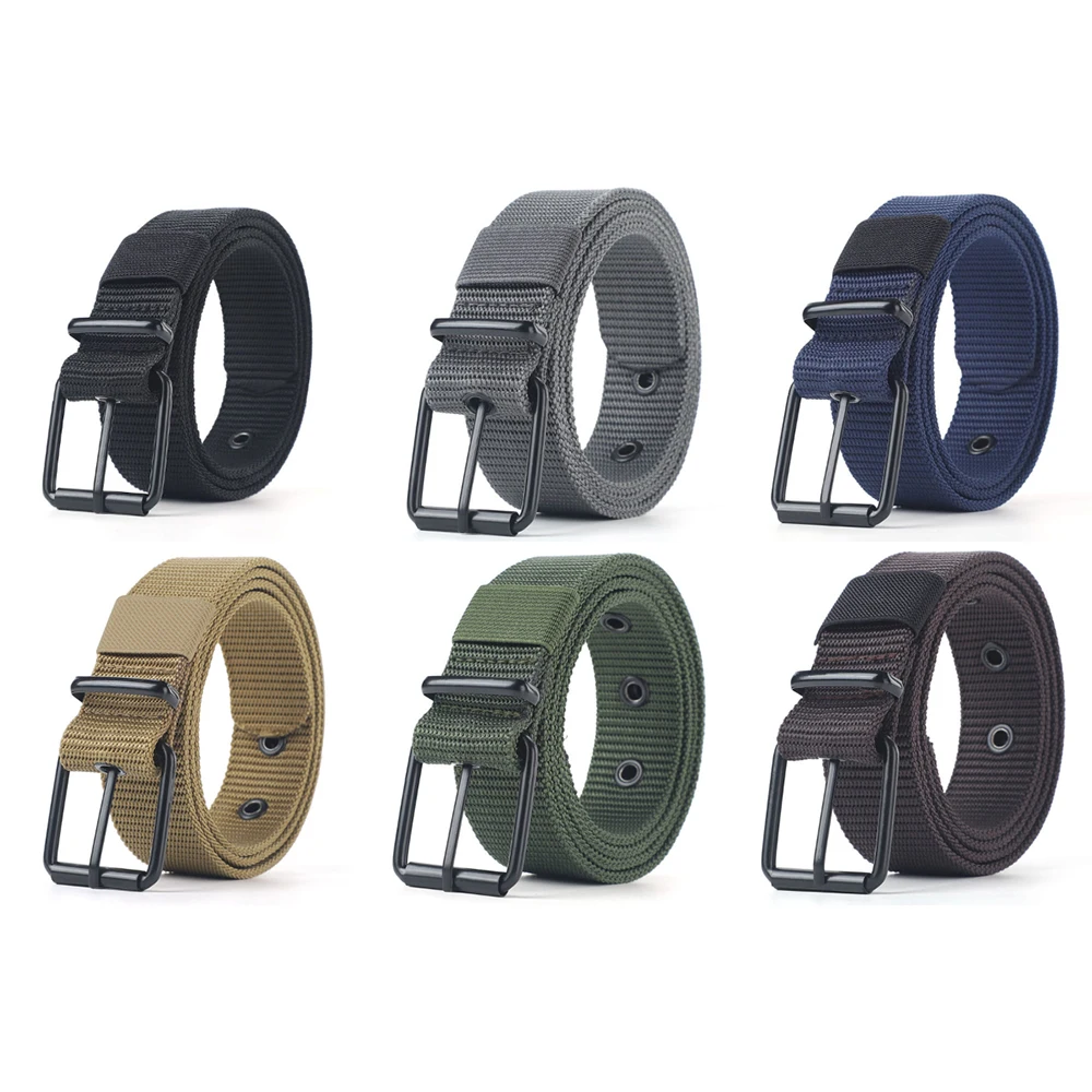 Multi-hole Canvas Belts Braided Belt Pin Buckle Belt Casual Jeans Waistband