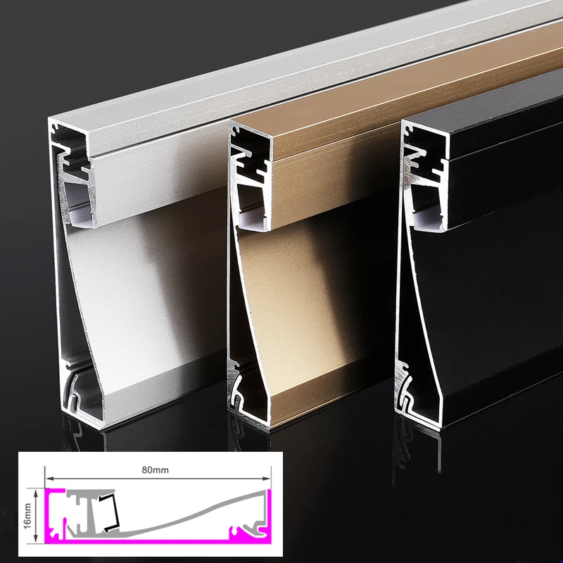 

100cm 60/80mm Aluminium Profile Bar Light 2-in-1 Combo Metal Baseboard LED Hard Strip Lamp Channel Floor Wall Skirting Linear