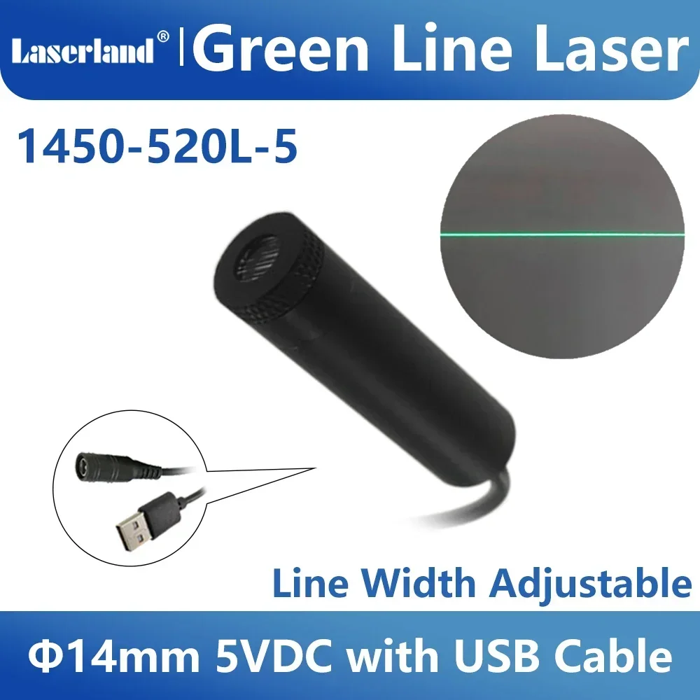 Green Line Laser Diode Module Projector Glass Lens for Alignment of Cloth Wood Stone Cutting with DC