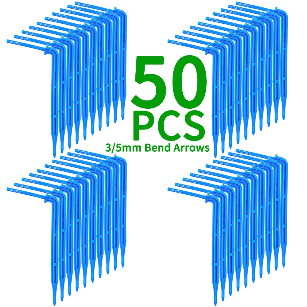 Greenhouse Garden 50PCS Bend Drip Arrow Dripper Micro Drip Irrigation Kit Emitter fit 3/5mm Hose Watering Saving Dripper Flowers 6