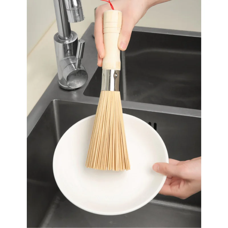 Natural Bamboo Brush Pot Brush Bamboo Pot Brush Kitchen Brush Pot Brush Artifact Bowl Brush Household Cleaning Kitchen Tools