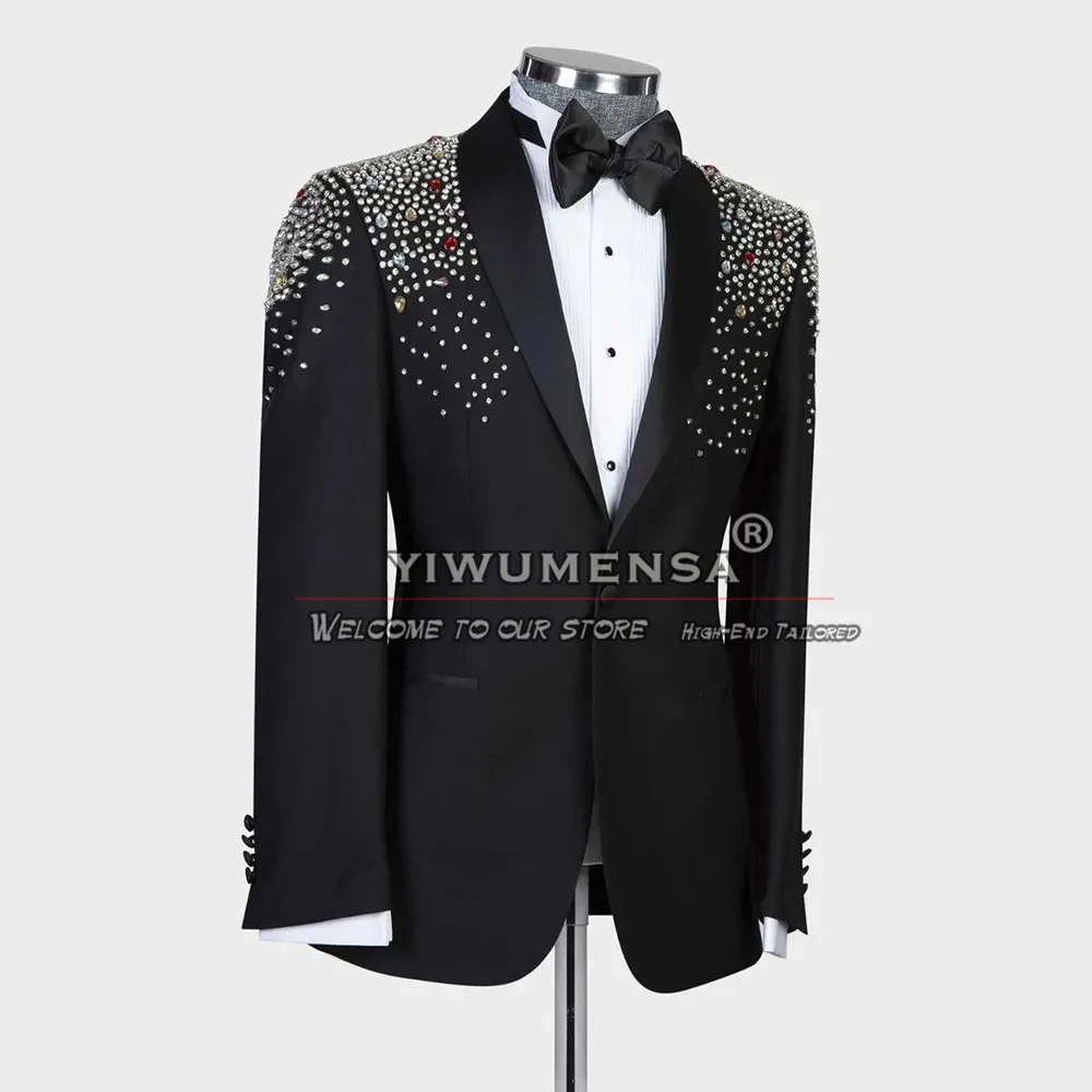 Fashion Men Suit Black Single Breasted Blazer Formal Groom Wedding Tuxedo Tailore Made 2 Pieces Business Prom Party Clothes 2023 3