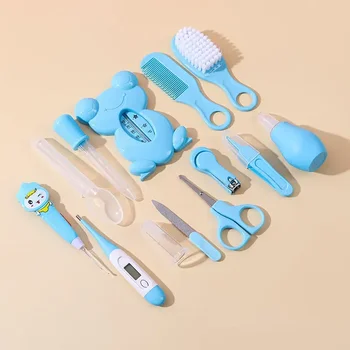 Kit Essenziale per Neonati 13 Pezzi: Set di Spazzole con Termometro per il Lavaggio e la Cura dei Capelli, Tagliaunghie per la Cura del Neonato