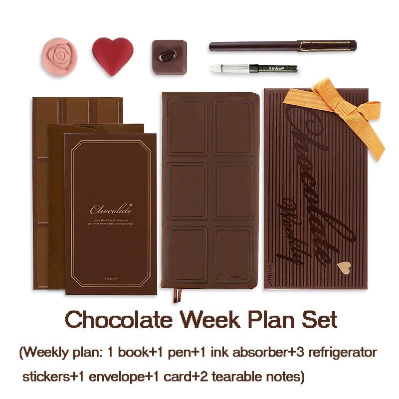 Kinbor Chocolate Week Plan Notebook Set Valentine's Day Gift Creative ежедневник caderno 88 Sheets planificador semana Stationer 6