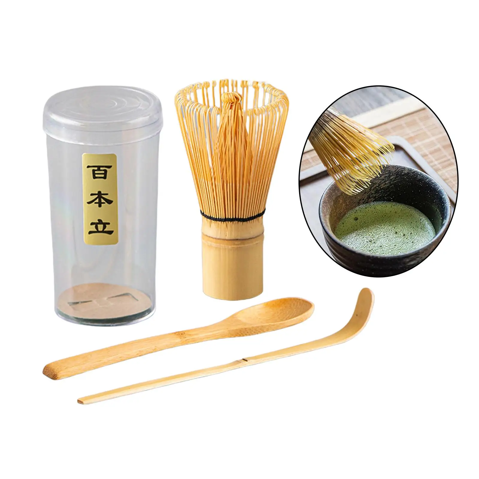 Bamboo Matcha Whisk Set Traditional , Tea Spoon Bamboo Whisk & Holder Matcha