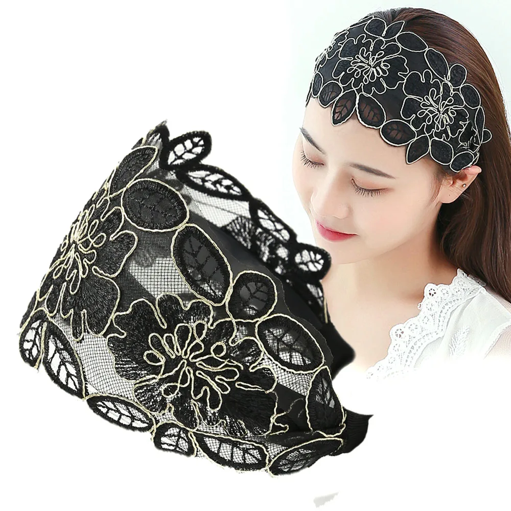 Description Picture 6 of itemAdjustable Vintage Toothed Silk Broadside Floral Printed Head Hoop Hair Accessories Hair Bands Headband