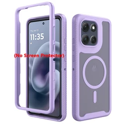 Shockproof Armor Glossy Magnetic Phone Case with Translucent Back Cover - Moto G56 (Light Purple)