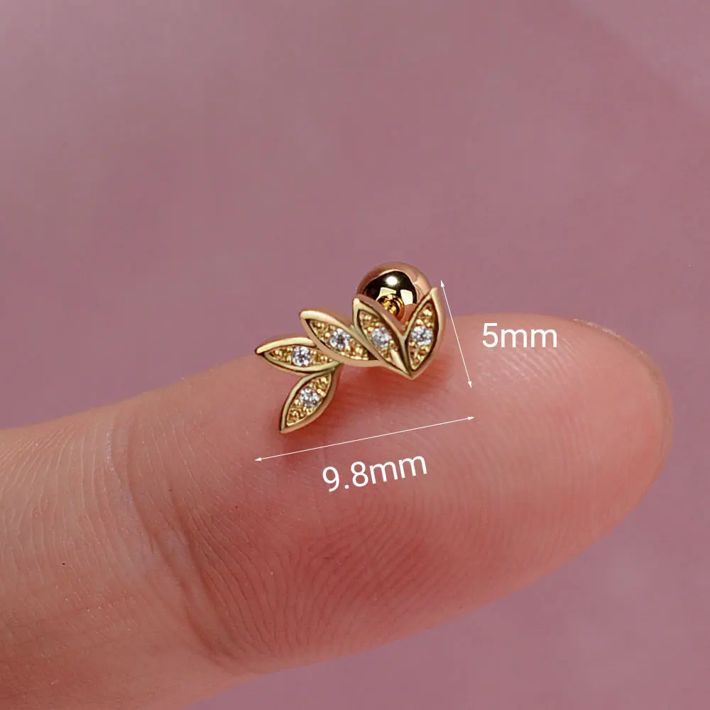 1Pcs Stainless Steel Crystal Stars Flower Tragus Piercing Earrings