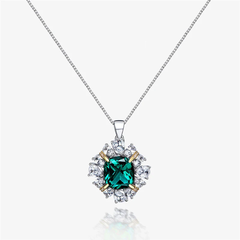 

Women Elegant Green Zircon Stone Necklace Romantic 925Sterling Silver Chokers Chain Fine Jewelry for Party Birthday Celebration