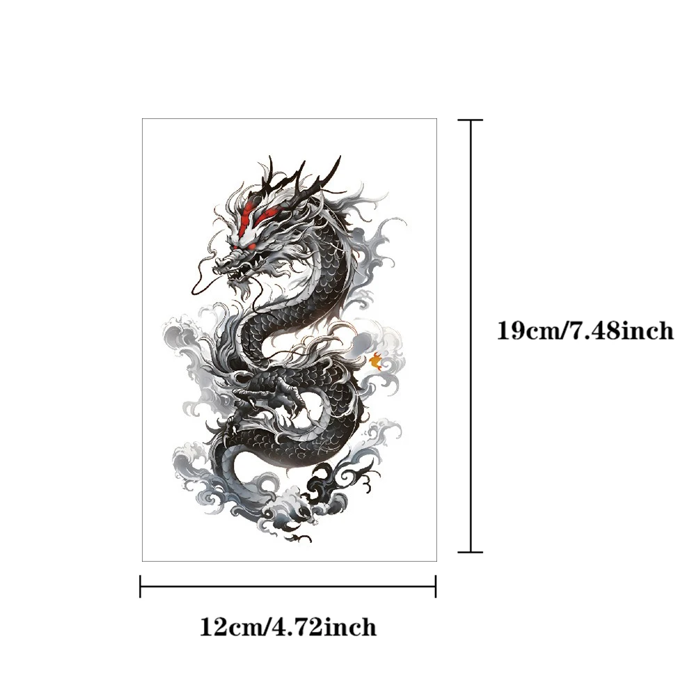 8pcs Waterproof Temporary Tattoo Sticker Flying Dragon Owl Rose Flowers Dark Animal Body Art Arm Fake Tattoos Sleeve Women Men 5