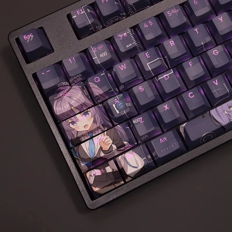 Desenhos Animados Anime Gaming Key Caps Arquivo Azul Hayase Yuska Keycap Pbt Backlit Keycaps Ansi 61 87 104 108 Conjunto de Chaves - Imagem 5