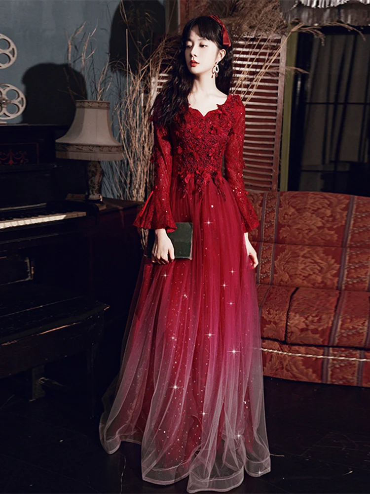 Buy Red Stonework Net Designer Gown - Koskii