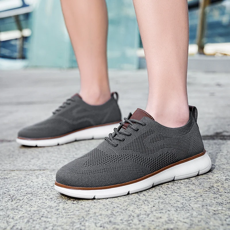 STRONGSHEN Men Casual Handmade Shoes Mesh Breathable Sneakers