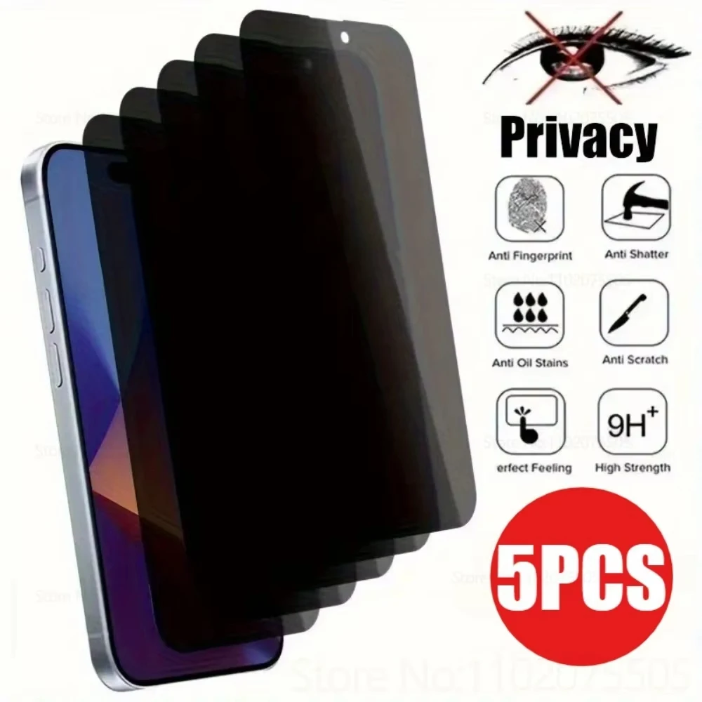 Premium Privacy Tempered Glass Screen Protector - Anti-Spy Film, Pack of 1/5 Pieces
