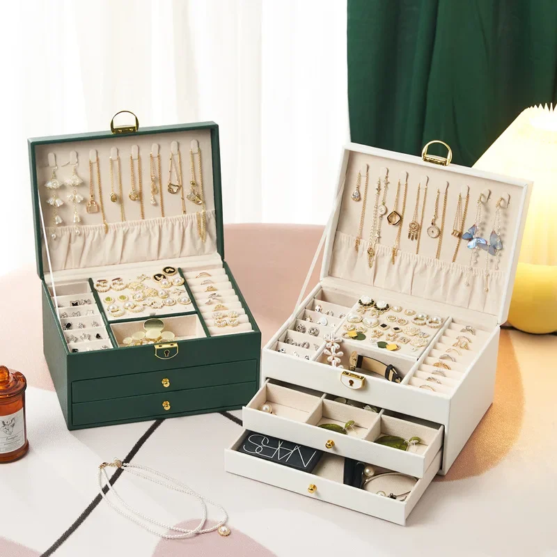 Jewelry Box, Light Luxury Earrings Necklace, Gold Jewelry Storage