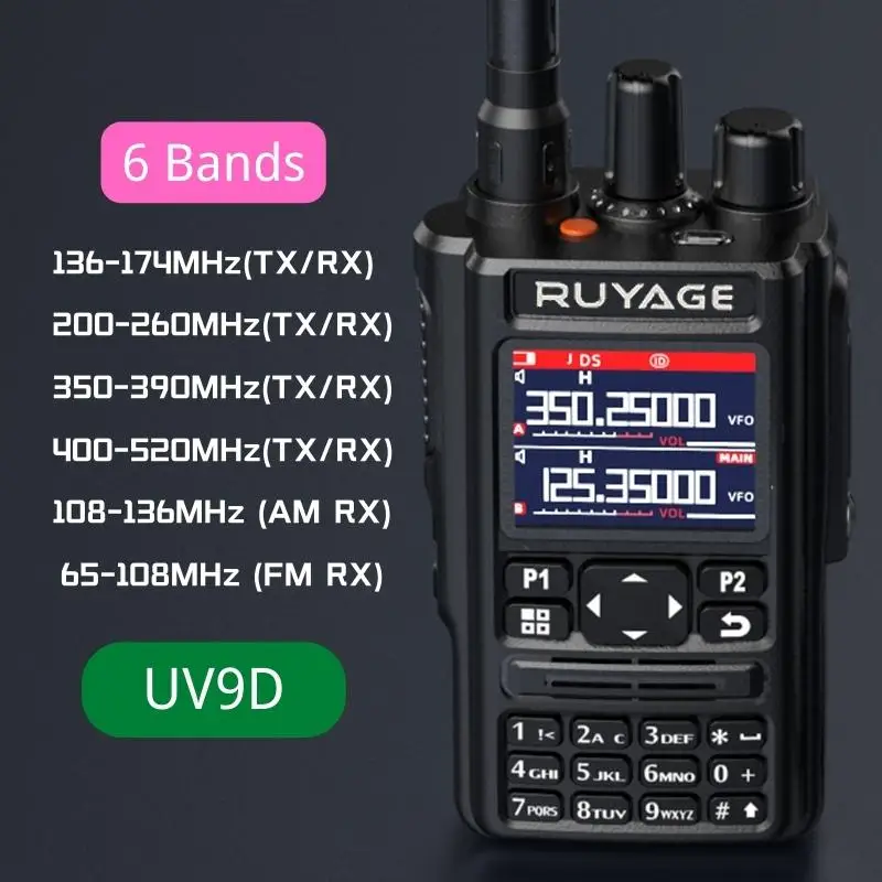 Ruyage Uv9d Gps 6 Bands Amateur Ham Two Way Radio 256ch Air Band Walkie ...