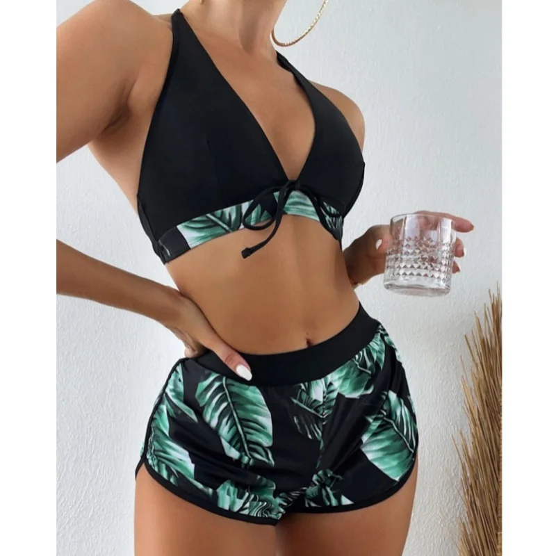 floral 3 piece bikini set